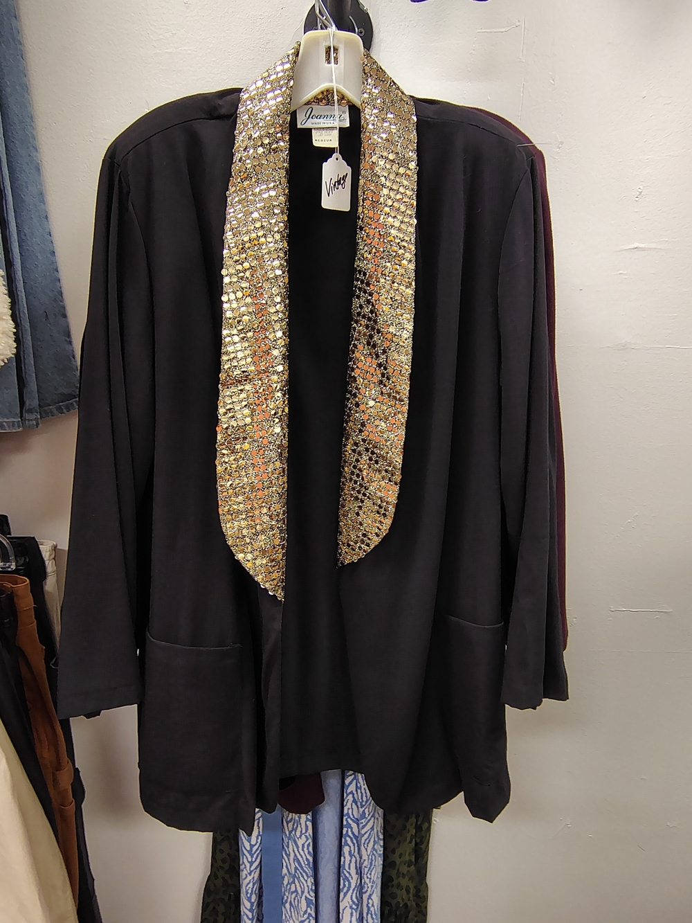 Sequin Trim Black Jacket & Coats -